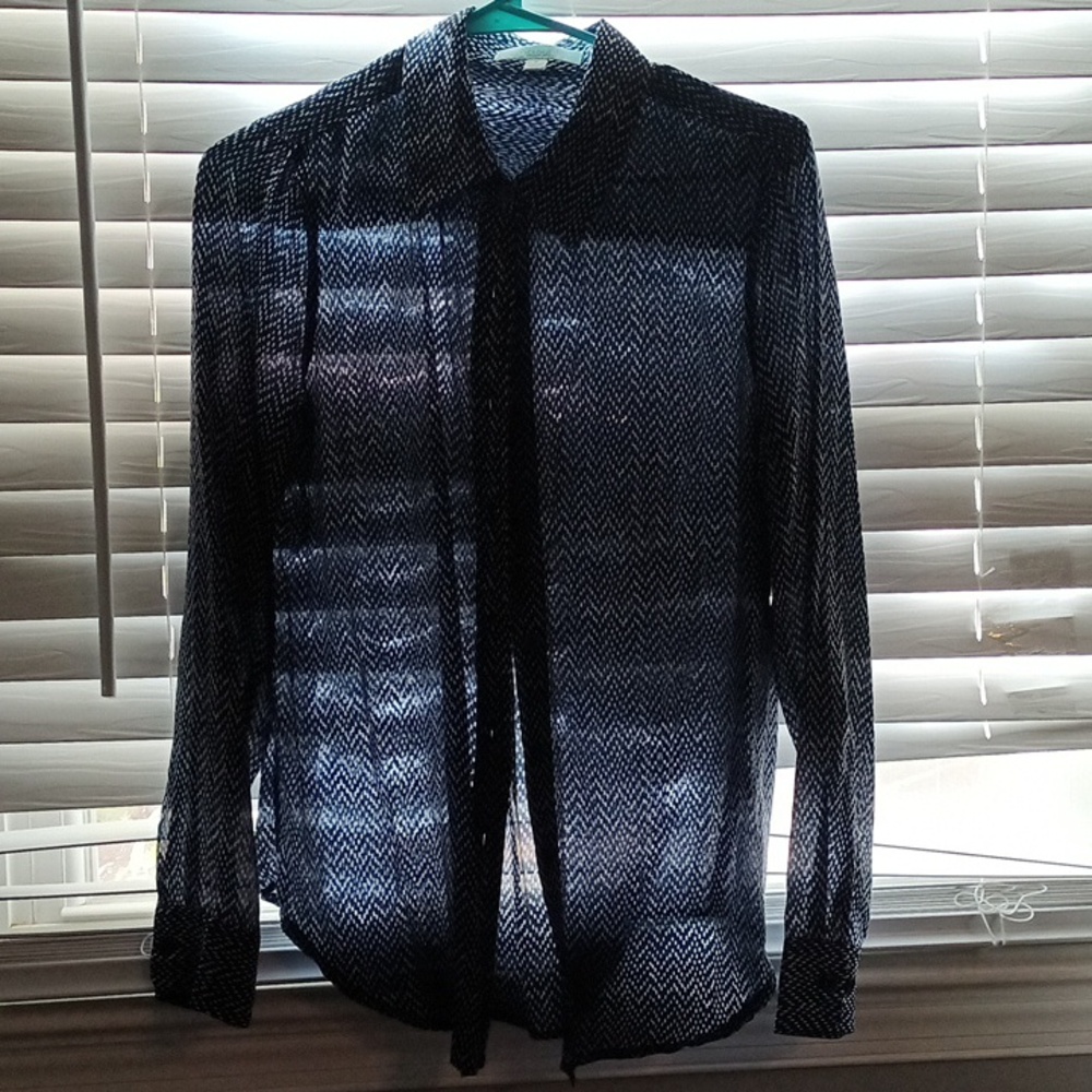 Piperlime navy silk blouse